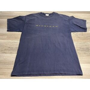 Vtg 90s Y2K University Of Michigan T-Shirt‎ Wolverines Embroidered  L Faded